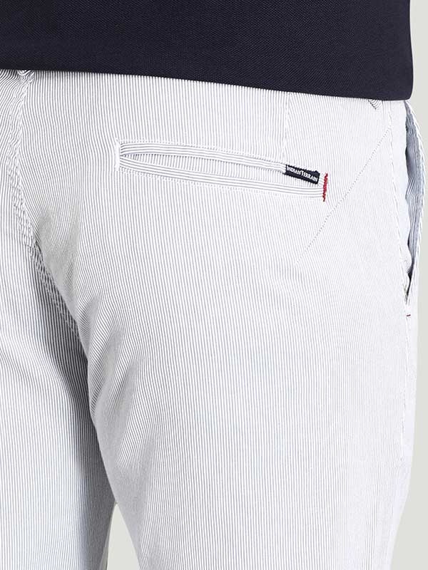 Indian Terrain Men's Slim Fit Striped Navy Trousers